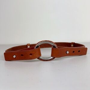 Lands End Brown Leather O-Ring Belt